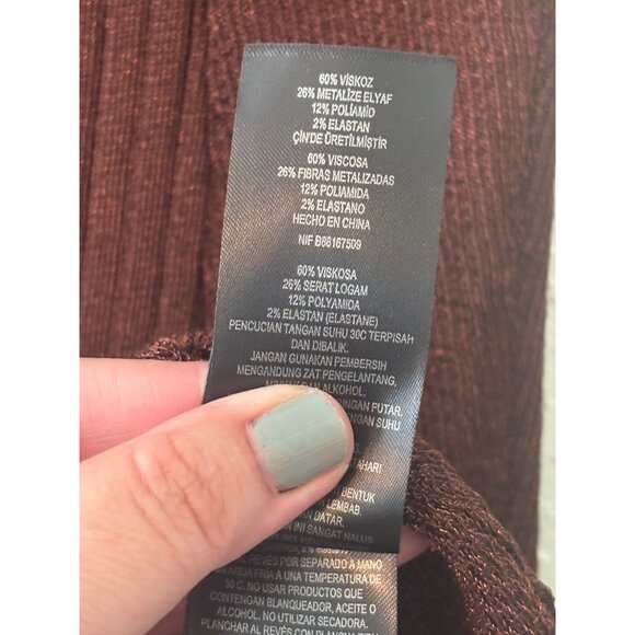 Ted Baker London Nichola Metallic Brown Ribbed Knit Bodycon Mini Dress Size 2 - Picture 12 of 13